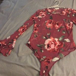 Floral mesh bodysuit